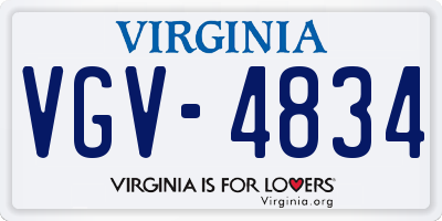 VA license plate VGV4834