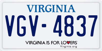 VA license plate VGV4837
