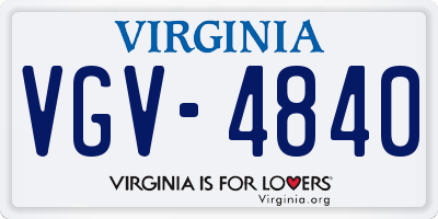 VA license plate VGV4840