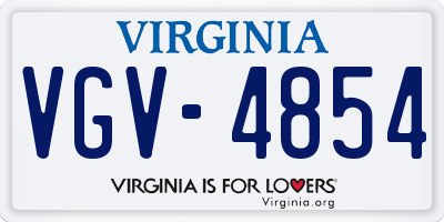 VA license plate VGV4854