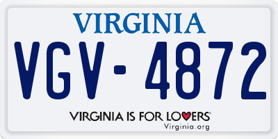 VA license plate VGV4872