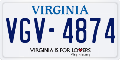 VA license plate VGV4874