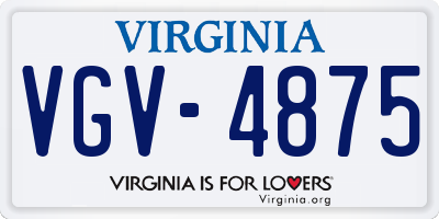 VA license plate VGV4875