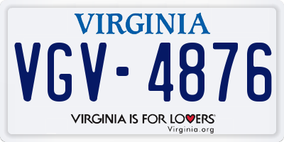 VA license plate VGV4876