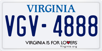 VA license plate VGV4888