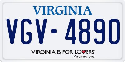 VA license plate VGV4890