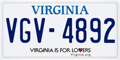 VA license plate VGV4892