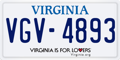 VA license plate VGV4893