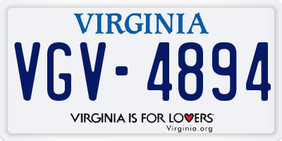 VA license plate VGV4894