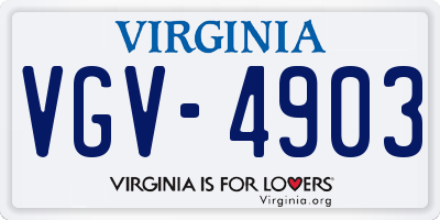 VA license plate VGV4903