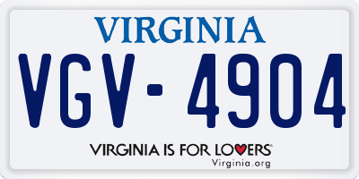 VA license plate VGV4904