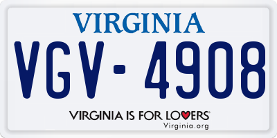VA license plate VGV4908