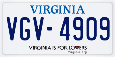 VA license plate VGV4909