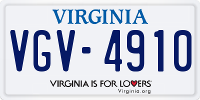 VA license plate VGV4910