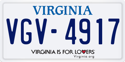 VA license plate VGV4917