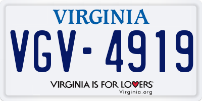 VA license plate VGV4919