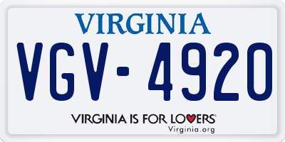 VA license plate VGV4920