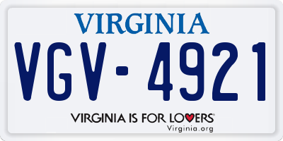VA license plate VGV4921