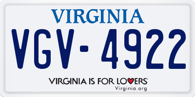VA license plate VGV4922
