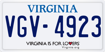 VA license plate VGV4923