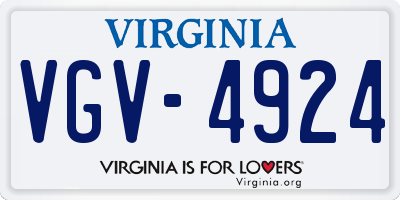 VA license plate VGV4924