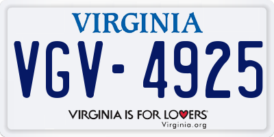 VA license plate VGV4925
