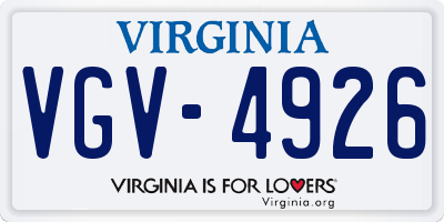 VA license plate VGV4926
