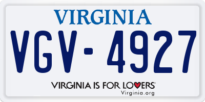 VA license plate VGV4927