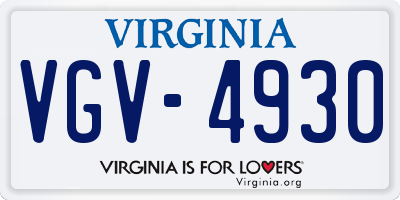 VA license plate VGV4930