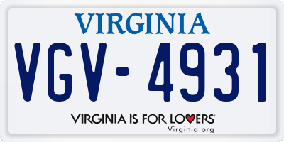 VA license plate VGV4931