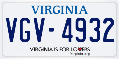 VA license plate VGV4932