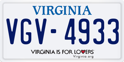 VA license plate VGV4933