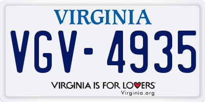 VA license plate VGV4935