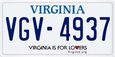 VA license plate VGV4937