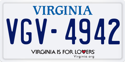 VA license plate VGV4942