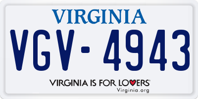 VA license plate VGV4943
