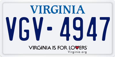 VA license plate VGV4947
