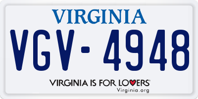 VA license plate VGV4948