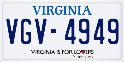 VA license plate VGV4949