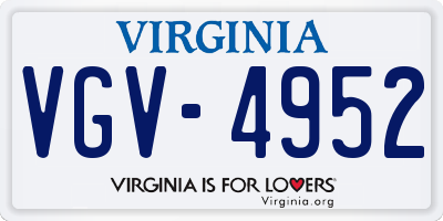 VA license plate VGV4952