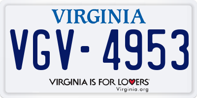 VA license plate VGV4953
