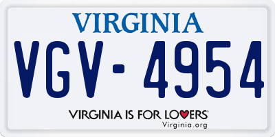 VA license plate VGV4954