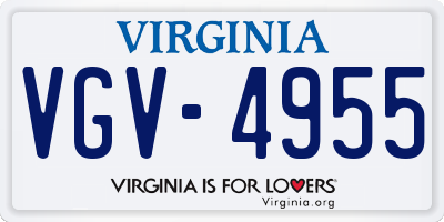 VA license plate VGV4955