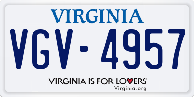 VA license plate VGV4957