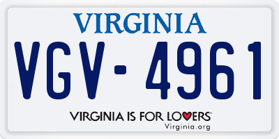 VA license plate VGV4961