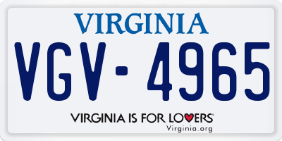 VA license plate VGV4965