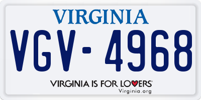VA license plate VGV4968