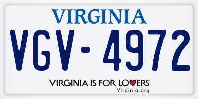 VA license plate VGV4972
