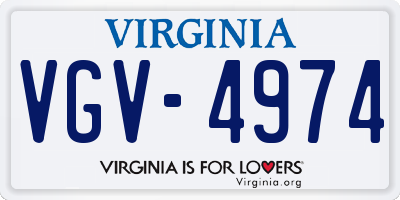 VA license plate VGV4974