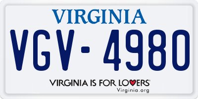 VA license plate VGV4980